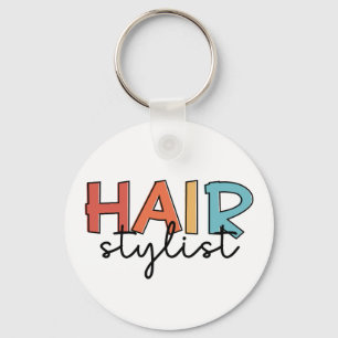 Hair Stylist Retro Hairdresser Gift Keychain