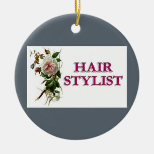 Hair Stylist Rose Ceramic Ornament