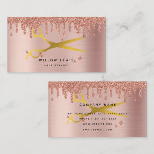 Hair Stylist Rose Gold Glitter Modern Minimalist  Business Card