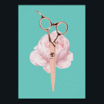 Hair Stylist Rose Gold Scissor & Flower Teal Salon Poster<br><div class="desc">Hair Stylist Rose Gold Scissor & Flower Teal Salon Barber Posters.</div>