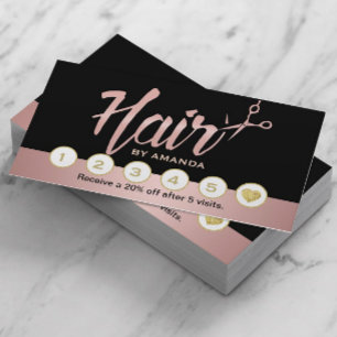 Hair Stylist Rose Gold Script Loyalty Punch Card