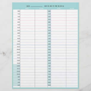 Hair stylist salon 1-day appointment book pages