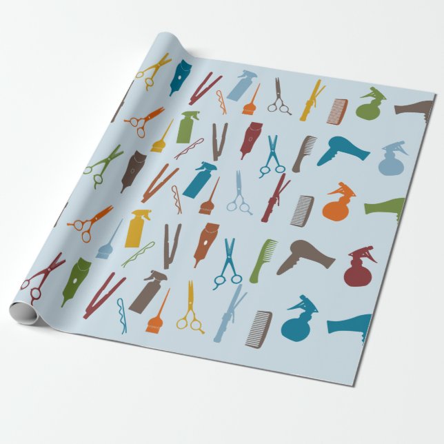 Hair Stylist Salon Barber Scissors Wrapping Paper (Unrolled)