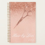 Hair Stylist Salon Business Rose Gold Scissors Planner<br><div class="desc">This design was created though digital art. It may be personalized in the area provided or customizing by choosing the click to customize further option and changing the name, initials or words. You may also change the text colour and style or delete the text for an image only design. Contact...</div>
