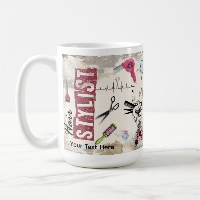 Hair Stylist Salon Gift Custom Coffee Mug (Left)
