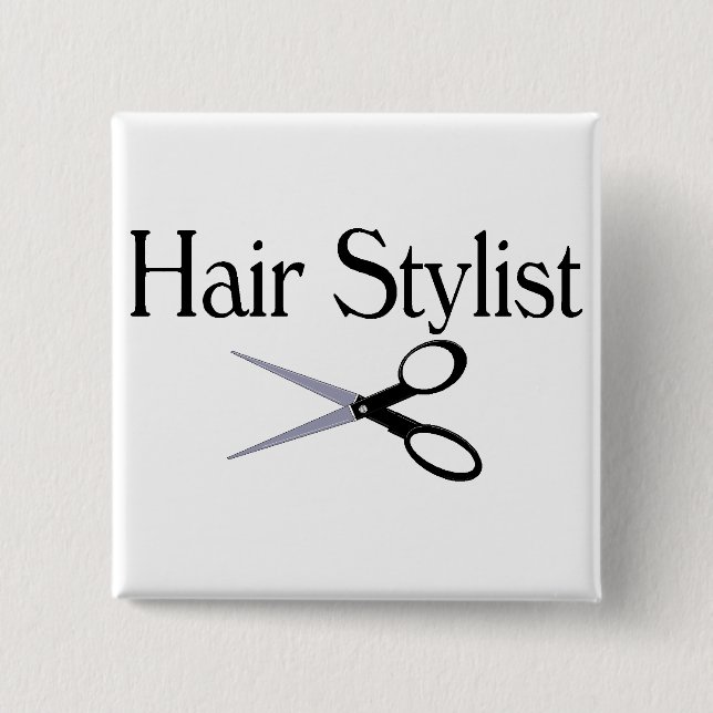 Hair Stylist Scissors 2 Inch Square Button (Front)