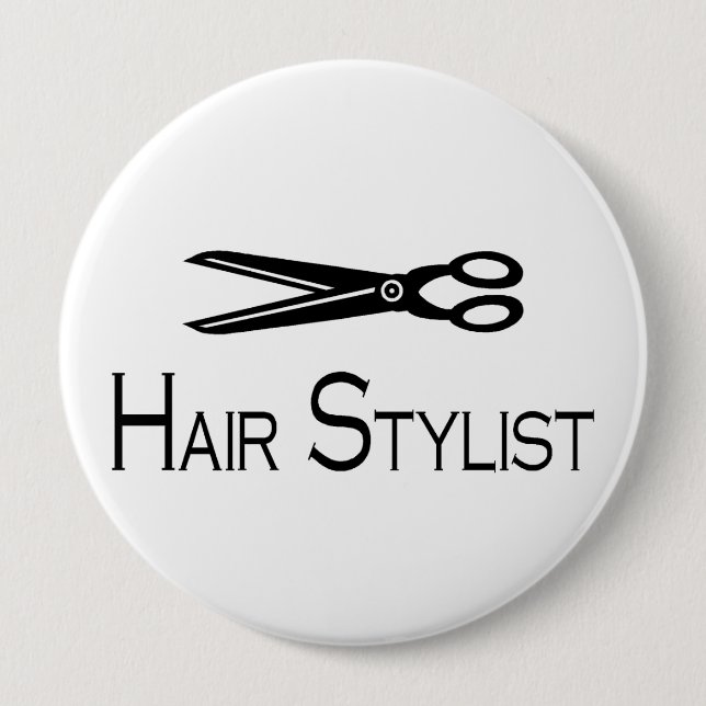 Hair Stylist (Scissors) 4 Inch Round Button (Front)