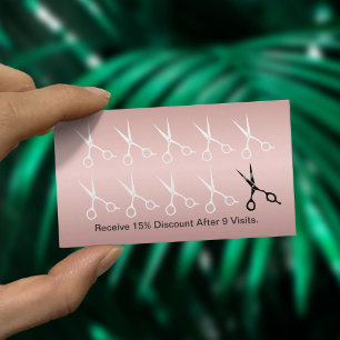 Hair Stylist Scissors Foil Rose Gold Loyalty Punch Card