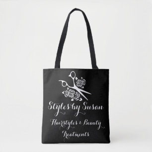 Hair Stylist Scissors Roses Custom Salon Tote Bag