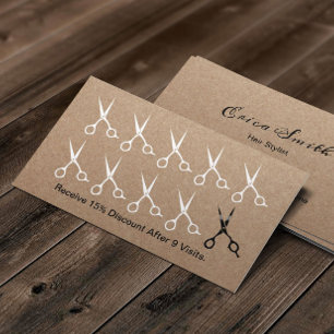Hair Stylist Scissors Rustic Loyalty Punch Card