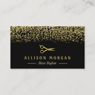 Hair Stylist Scissors Salon Gold Glitter Confetti Business Card