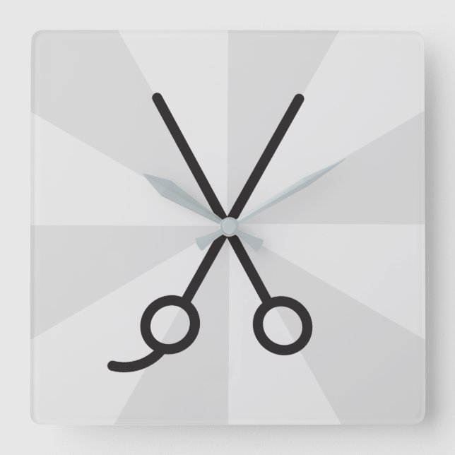 Hair Stylist Scissors Square Wall Clock (Front)