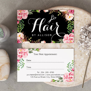 Hair Stylist Script Floral Wrapping Appointment Card