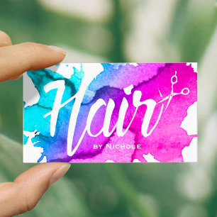 Hair Stylist Script Trendy Watercolor Appointment Card