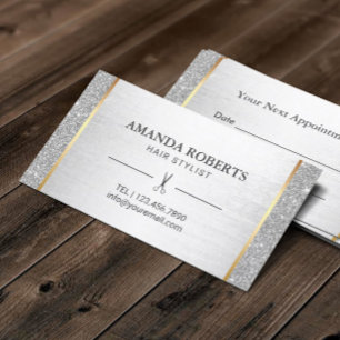 Hair Stylist Silver Glitter Salon Appointment Card