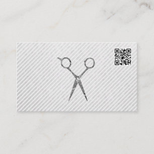 Hair Stylist Silver Scissors QR Code Appointment Card