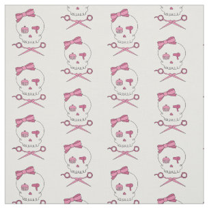 Hair Stylist Skull & Scissor Crossbones - Pink Fabric