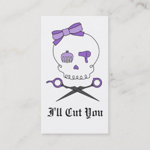 Hair Stylist Skull & Scissor Crossbones - Purple Appointment Card