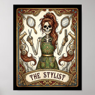 Hair Stylist Tarot Card Skeleton Cosmetology for Poster
