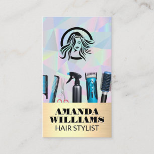 Hair Stylist Tools   Beauty   Gold   Iridescent  Business Card
