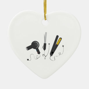 Hair Stylist Tools Ceramic Ornament
