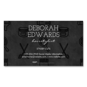 Hair Stylist Tools Chalkboard Background Magnetic Business Card