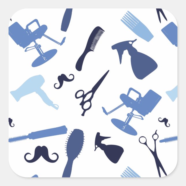 Hair stylist tools patter square sticker (Front)