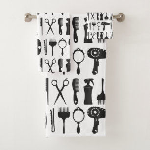 Hair stylist tools pattern bath towel set