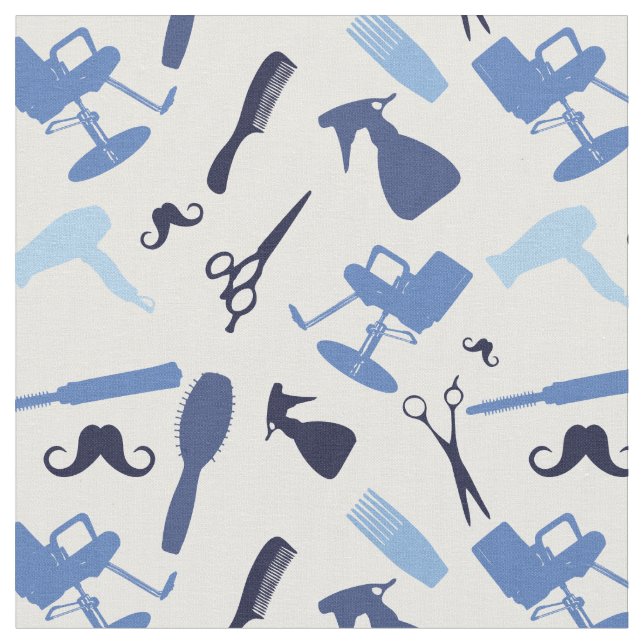 Hair stylist tools pattern fabric (Close Up)