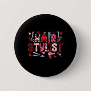 Hair Stylist Tools Valentine's Day Leopard Cute He 2 Inch Round Button