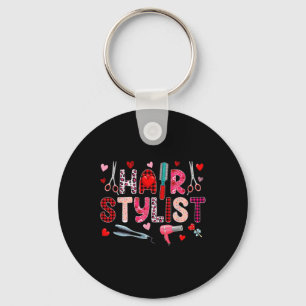 Hair Stylist Tools Valentine's Day Leopard Cute He Keychain