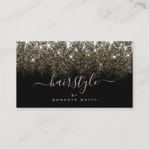 Hair Stylist Trendy Luminous Gold Glitter Stars Business Card