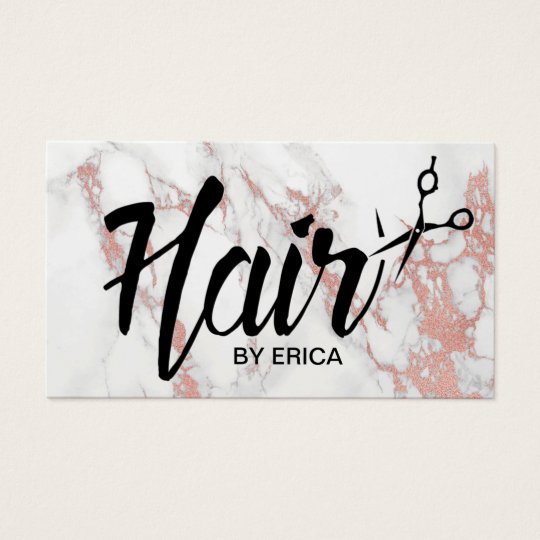 Hair Stylist Trendy Rose Gold Marble Appointment Business Card