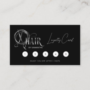 Hair stylist typography hair scissors Loyalty Business Card