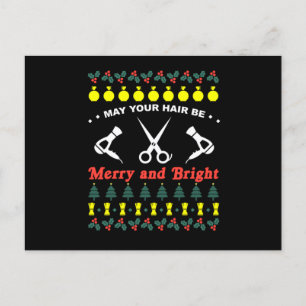 Hair Stylist Ugly Christmas Knit Sweater Gift Postcard