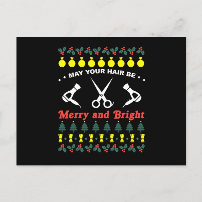 Hair Stylist Ugly Christmas Knit Sweater Gift Postcard (Front)