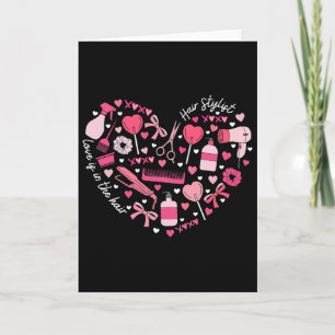 Hair Stylist Valentine's Day Heart Hairdresser Cos Card
