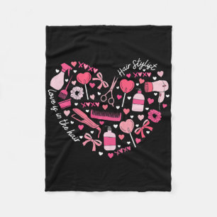 Hair Stylist Valentine's Day Heart Hairdresser Cos Fleece Blanket