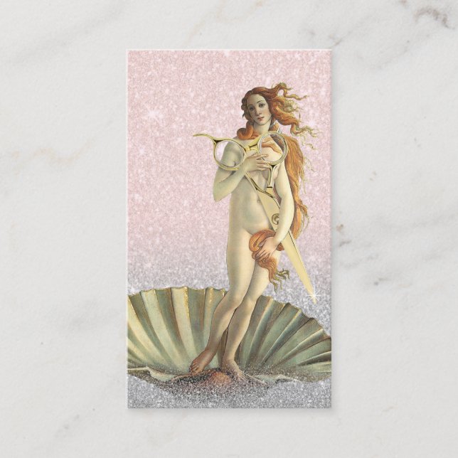 Hair Stylist Venus & Gold Scissor Blush Pink Salon Business Card (Front)