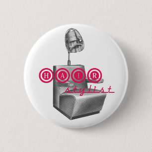 Hair Stylist Vintage Dryer Chair Button