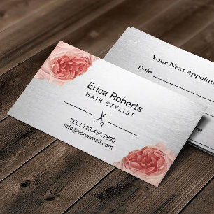 Hair Stylist Vintage Floral Silver Appointment Card