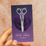 Hair Stylist Vintage Scissor & Flower Purple Salon Business Card<br><div class="desc">Hair Stylist Vintage Scissor & Flower Beauty Salon Purple Business Cards.</div>