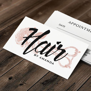 Hair Stylist Vintage Scissor & Rose Appointment Card