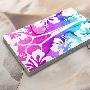 Hair Stylist Watercolor Tropical Beauty Salon Business Card