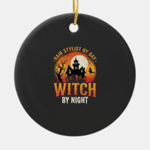 Hair Stylist Witch Halloween Vintage Design_1 Ceramic Ornament