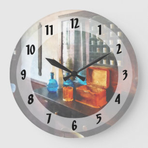 Hair Tonic and Shaving Mugs Large Clock