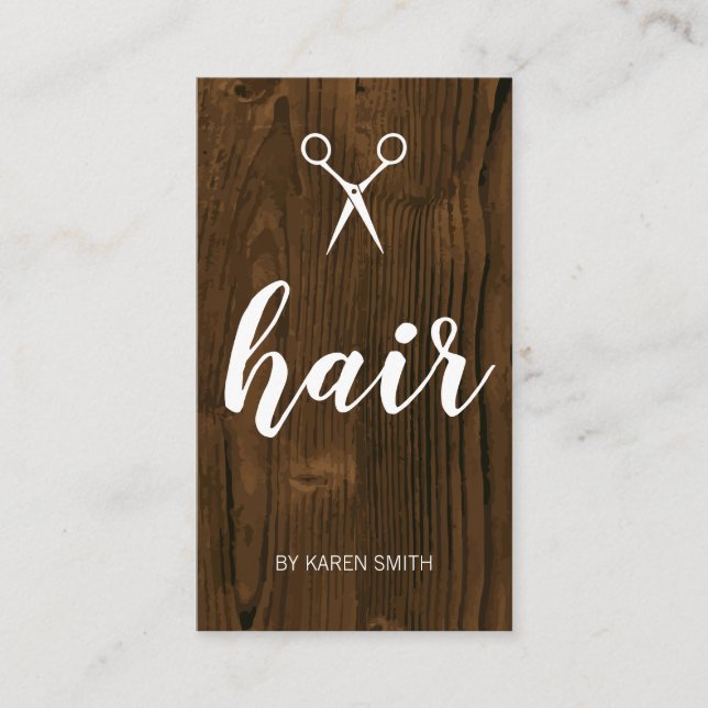 Hair | Wood Grain Business Card (Front)