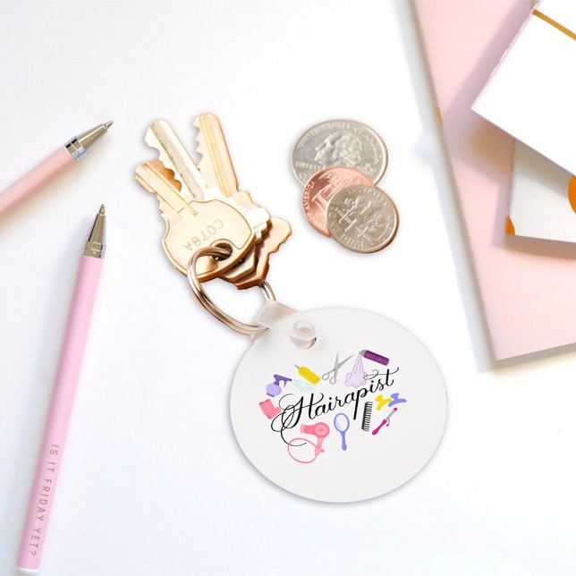 Hairapist Hairdresser Hair Stylist Barber Design Keychain (Creator Uploaded)