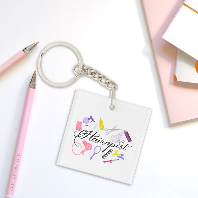 Hairapist Hairdresser Hair Stylist Barber Design Keychain (Creator Uploaded)