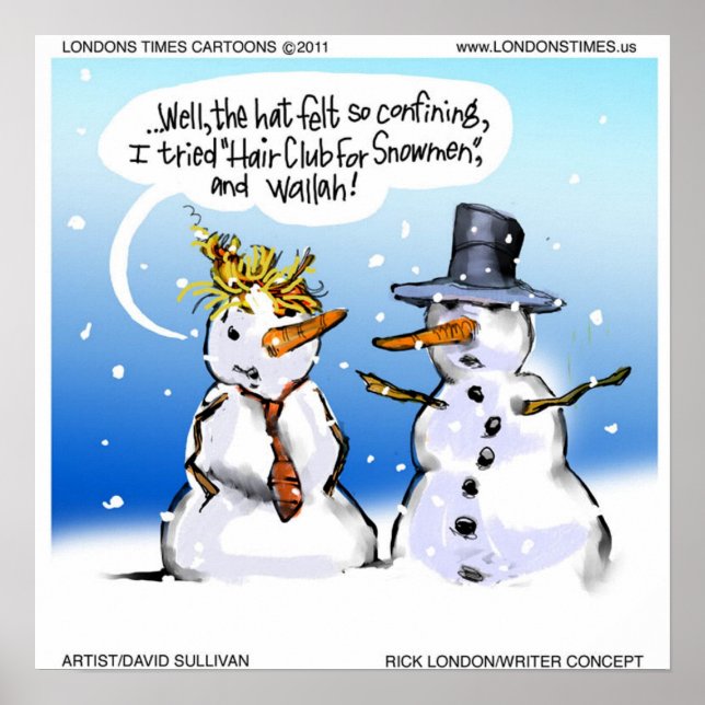 Hairclub For Snowmen Funny Christmas Poster (Front)